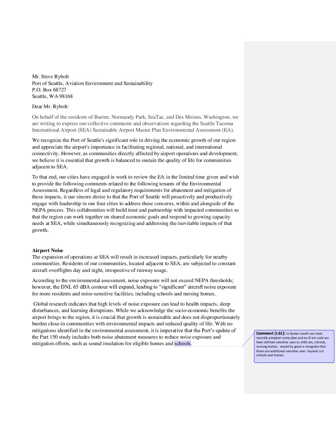 2024 draft 4 cities ea comment letter to port of seattle pdf