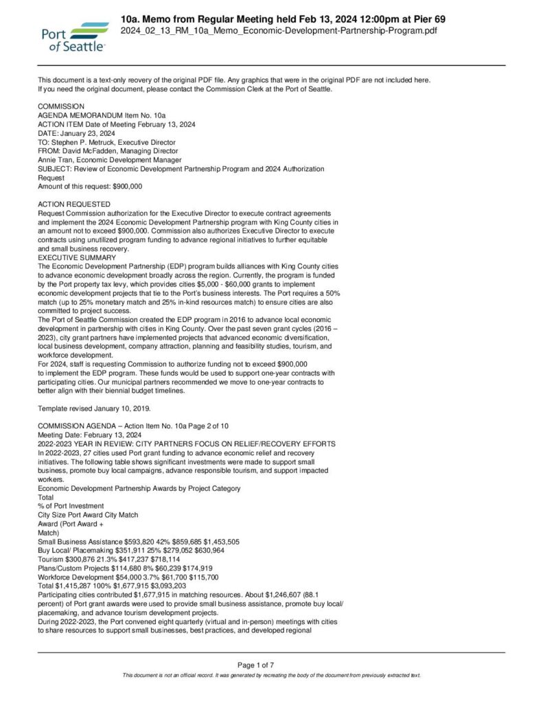 2024 02 13 RM 10A Memo Economic Development Partnership Program Pdf