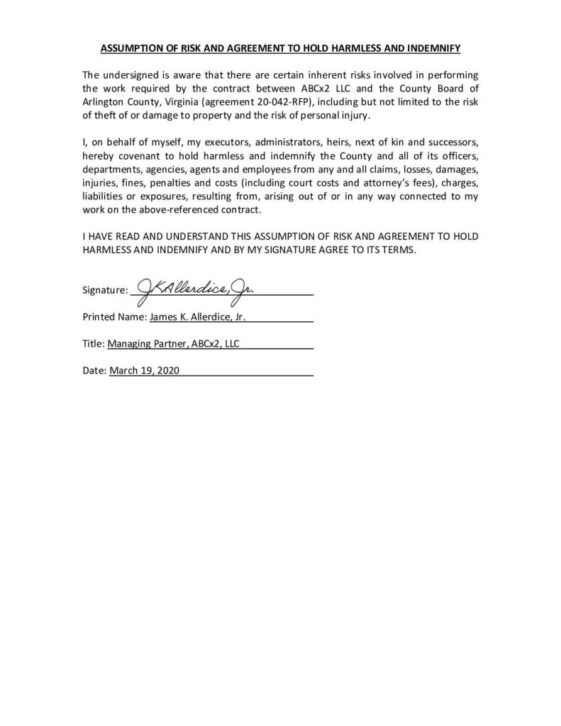 Abcx2 james allerdice hold harmless agreement individual pdf