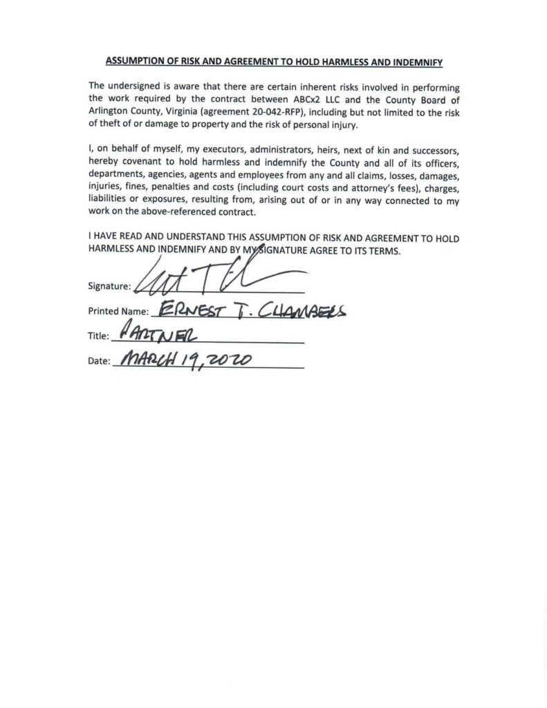Abcx2 tim chambers hold harmless agreement individual pdf