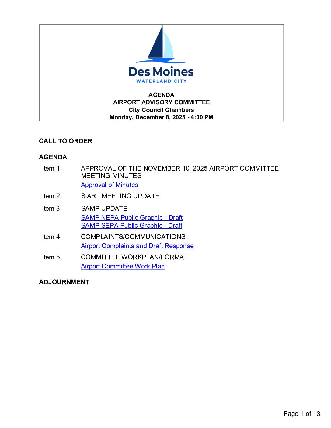 Airport Advisory Committee 08 Dec 2025 Agenda Pdf 1 Pdf