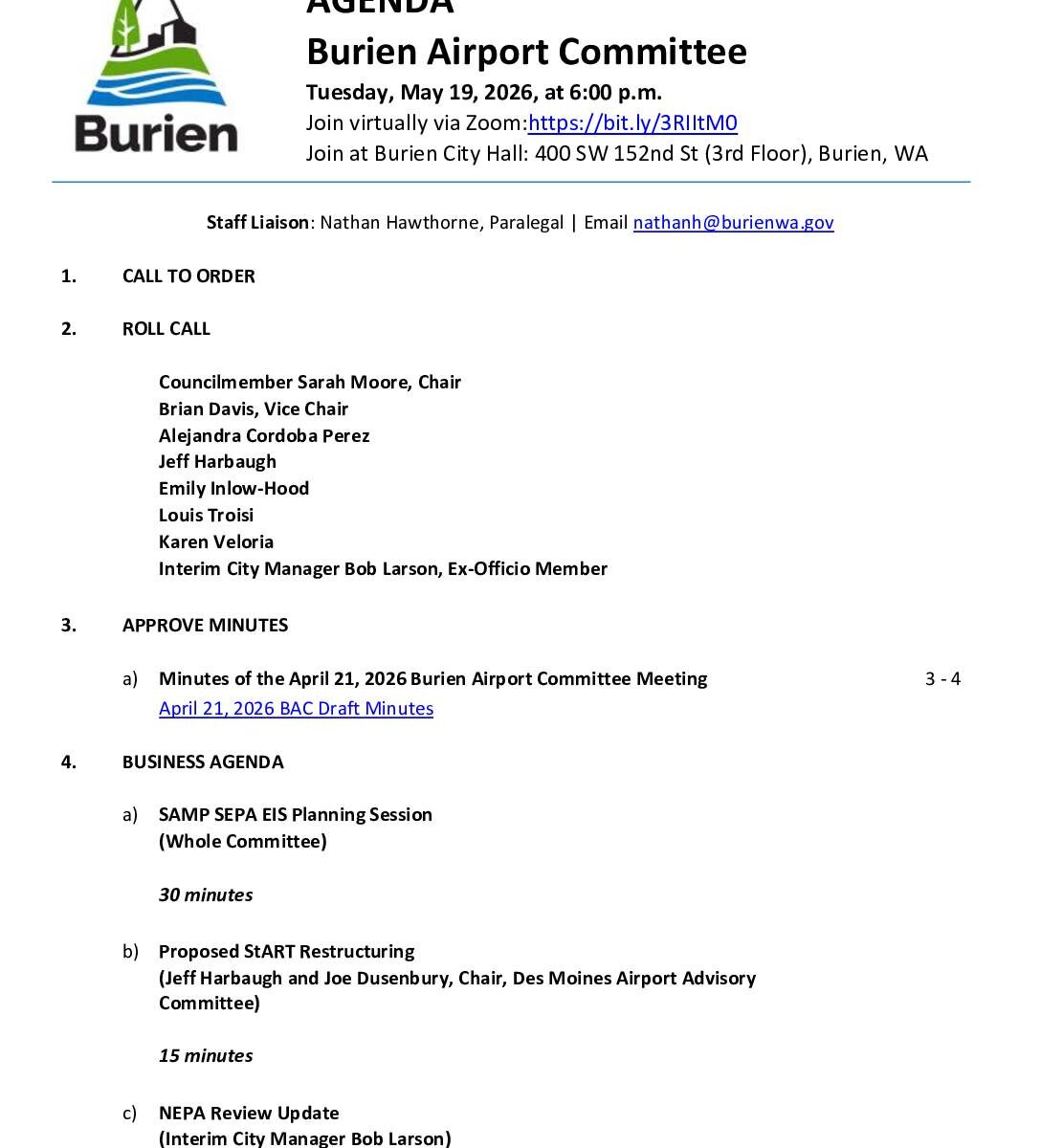 Burien airport committee 19 may 2026 agenda pdf pdf
