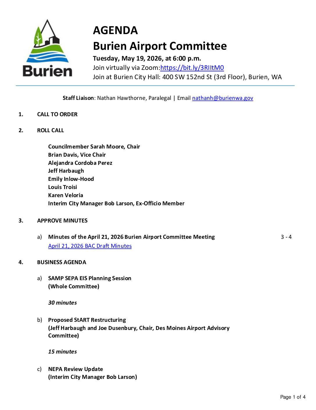 Burien airport committee 19 may 2026 agenda pdf pdf