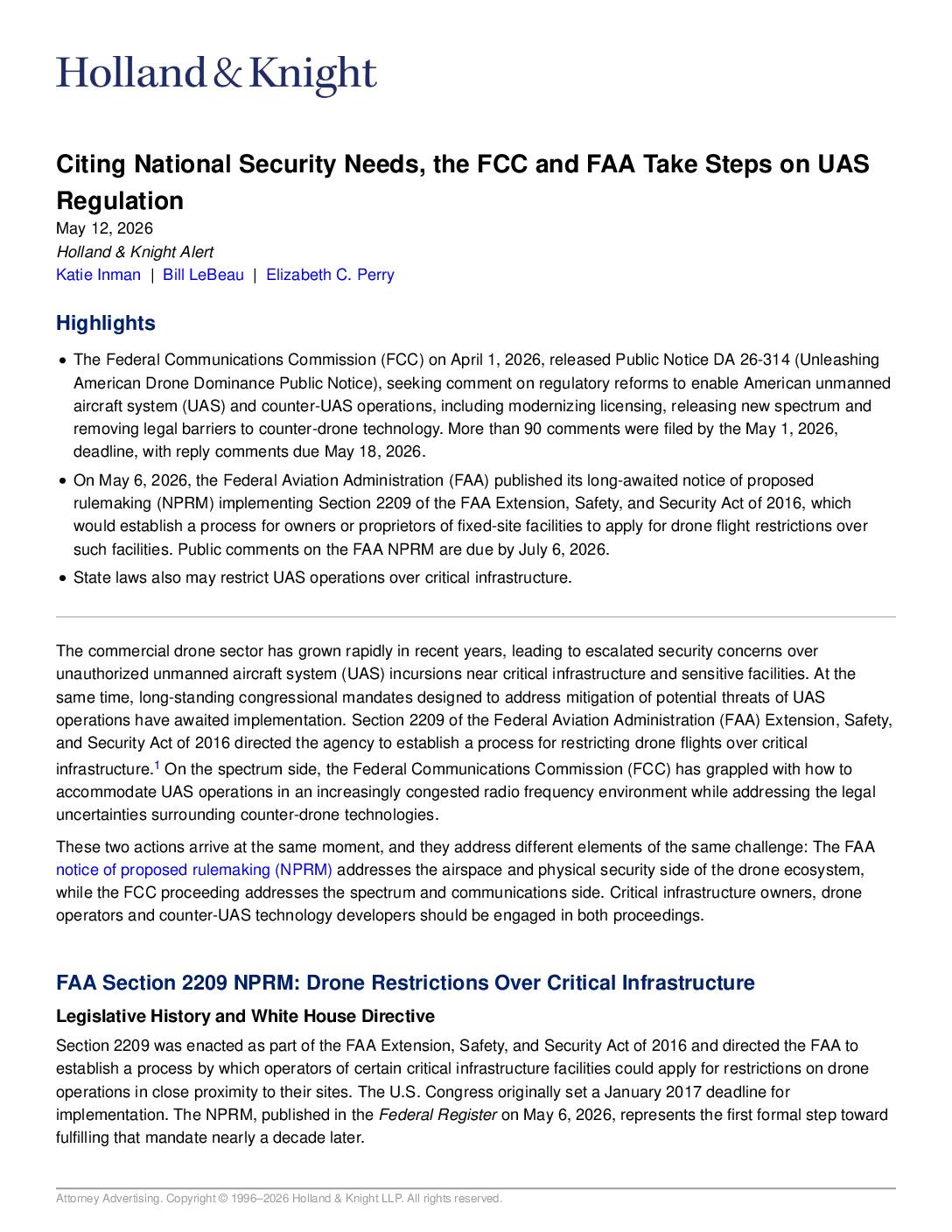 Citing national security needs the fcc and FAA take steps on uas pdf