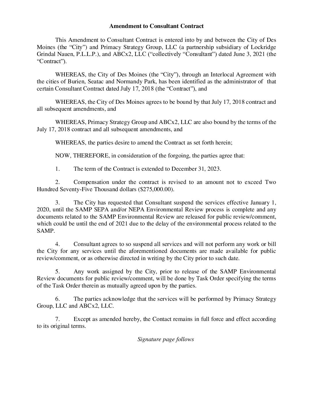 D. proposed amendment to consultant contract pdf