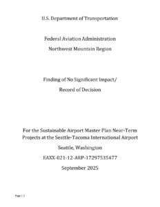 SAMP FONSI ROD Finding of no significant impact record of decision for the sustainable airport master plan near term projects at the seattle tacoma international airport page 1
