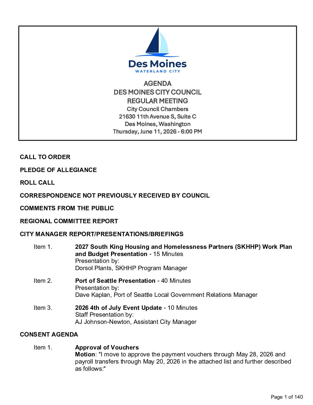 June 11 2026 city council meeting agenda packet pdf