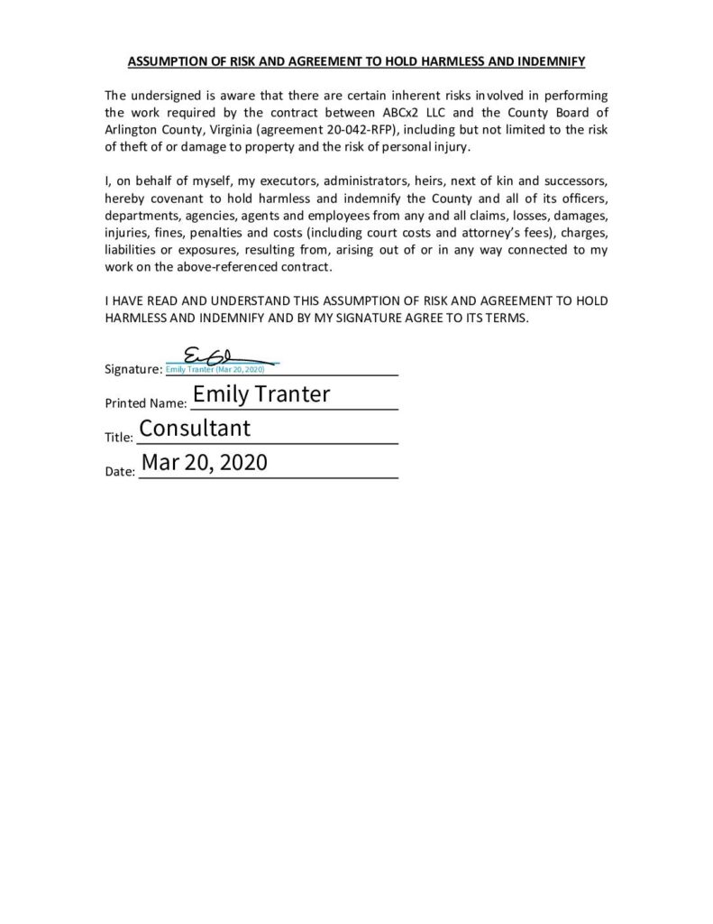 Lgn emily tranter hold harmless agreement individual pdf