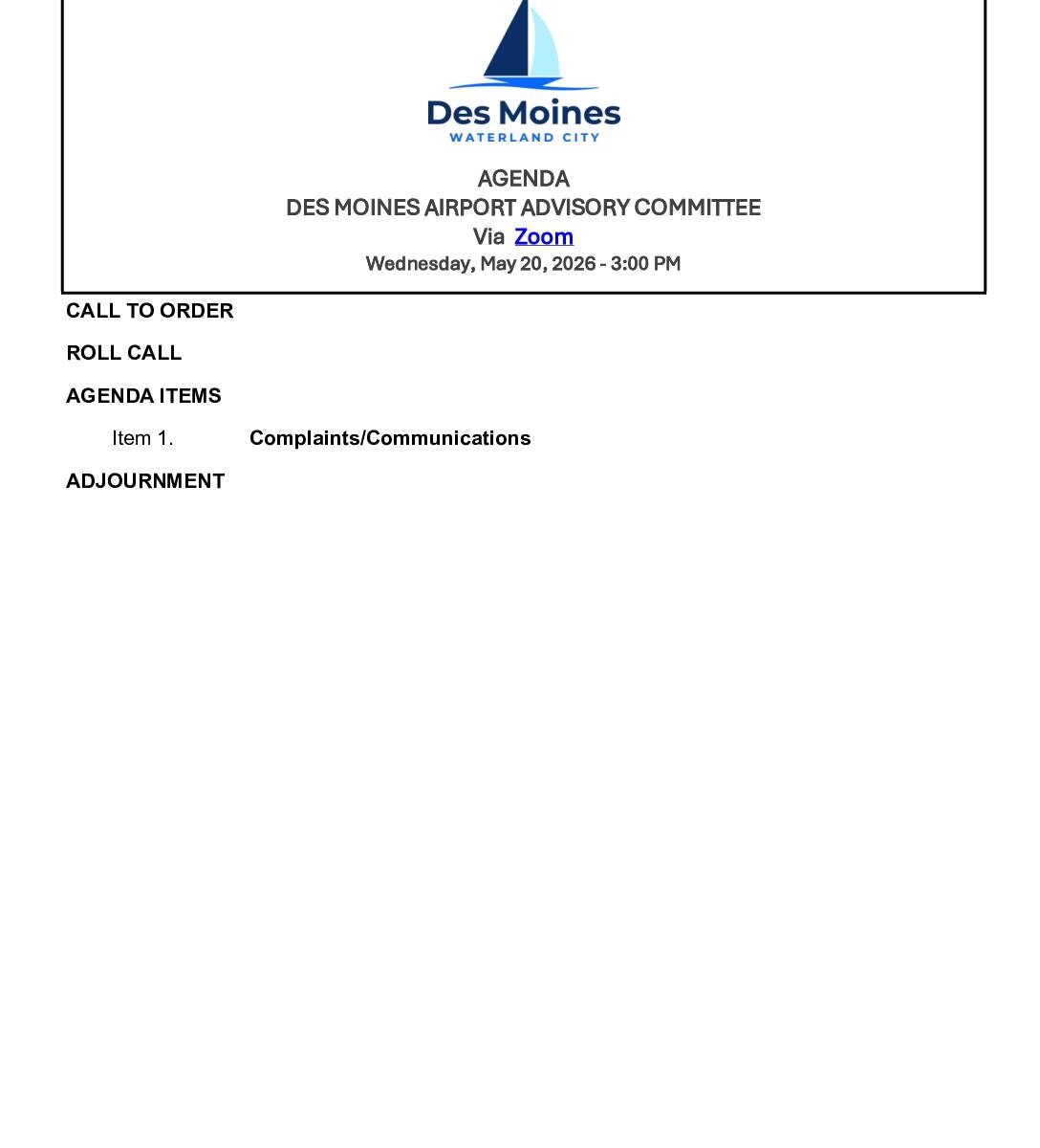 May 20 2026 airport advisory committee agenda packet pdf