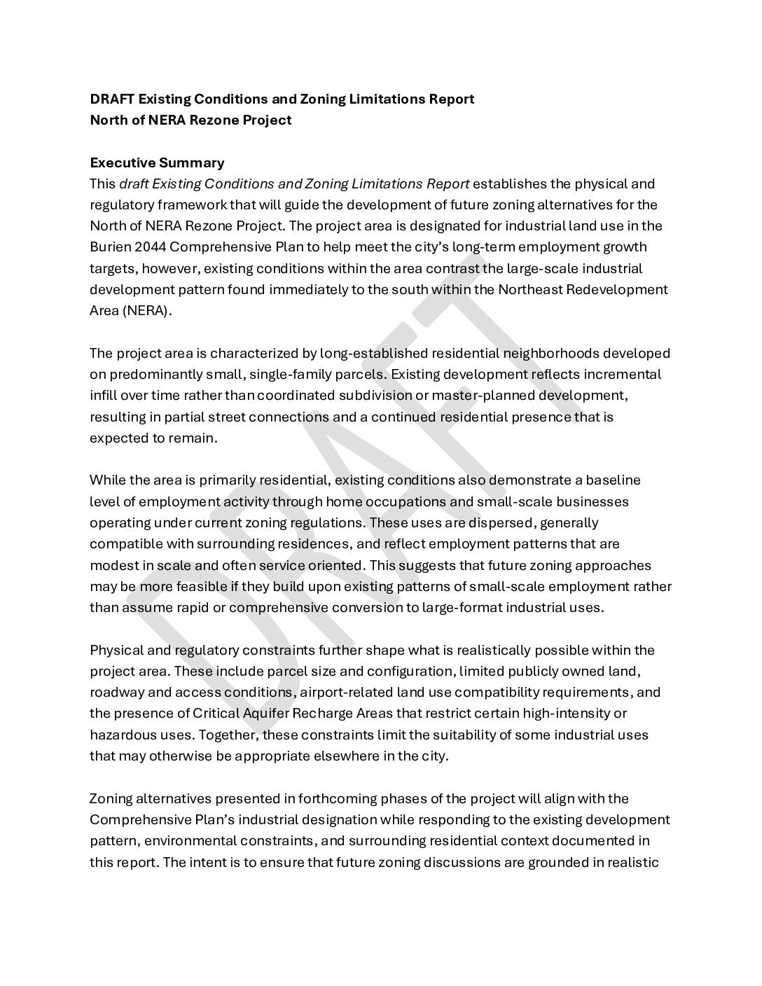 Nera february 11, 2026 draft existing conditions and zoning limitation report pdf