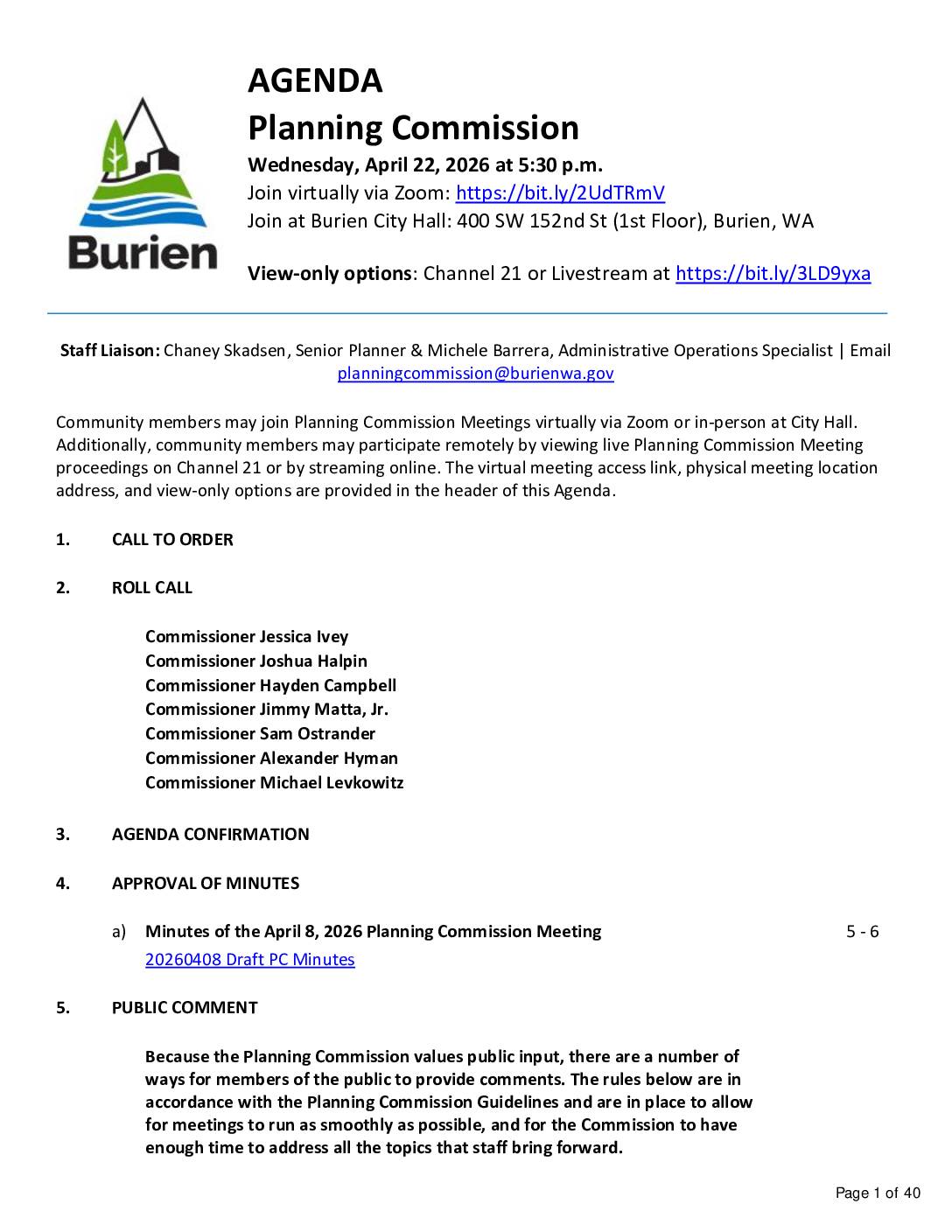 Planning Commission 22 Apr 2026 Agenda Pdf Pdf