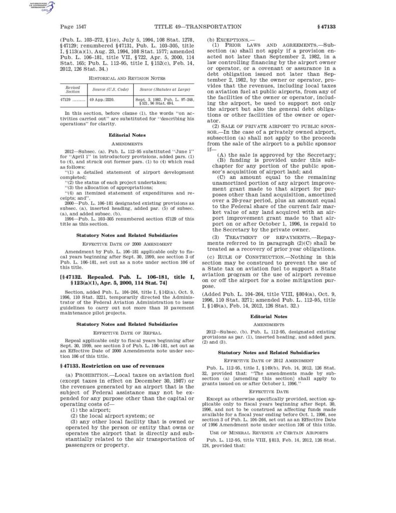 Uscode 2023 Title49 Subtitlevii Partb Chap471 Subchapi Sec47133 Pdf