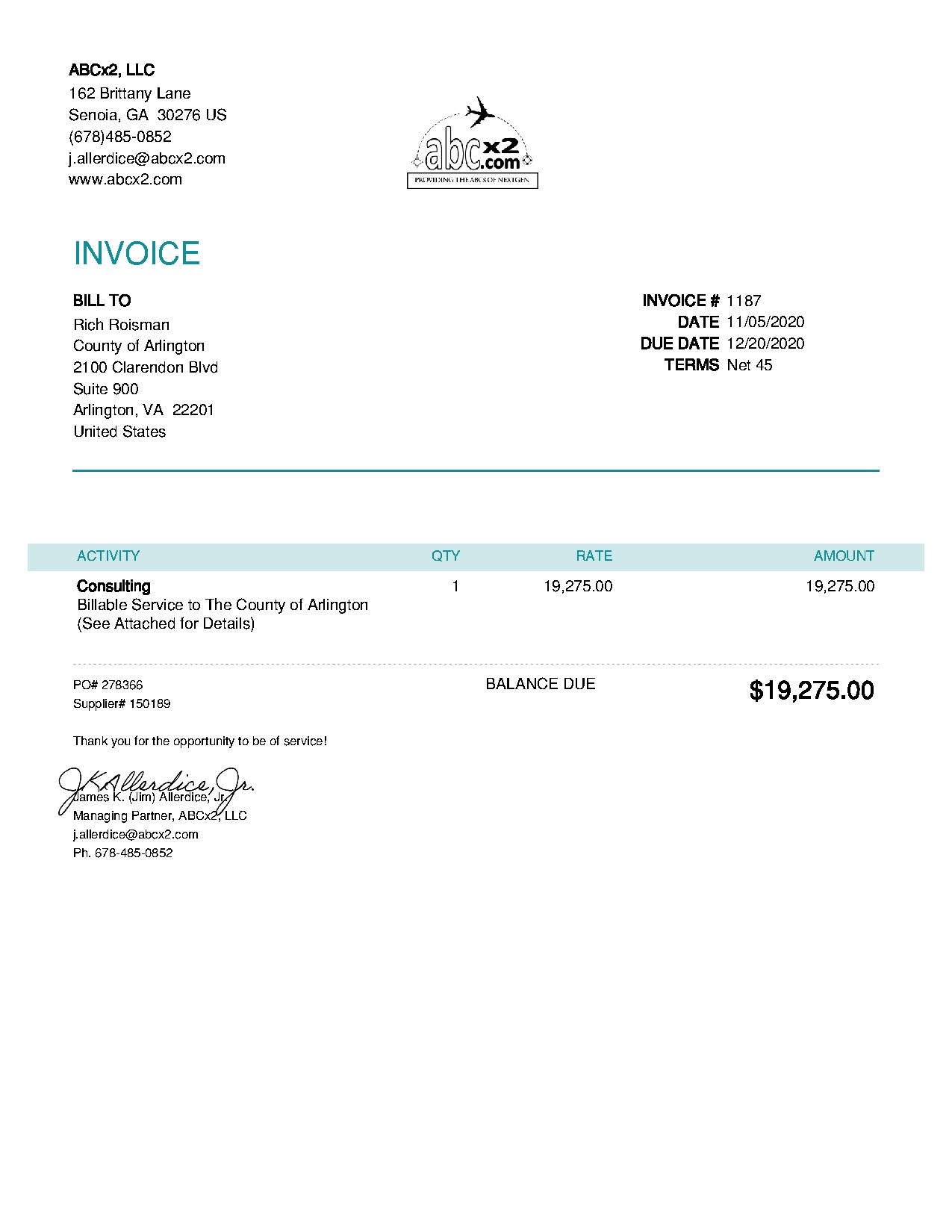 Abcx2 invoice 1187 upload pdf
