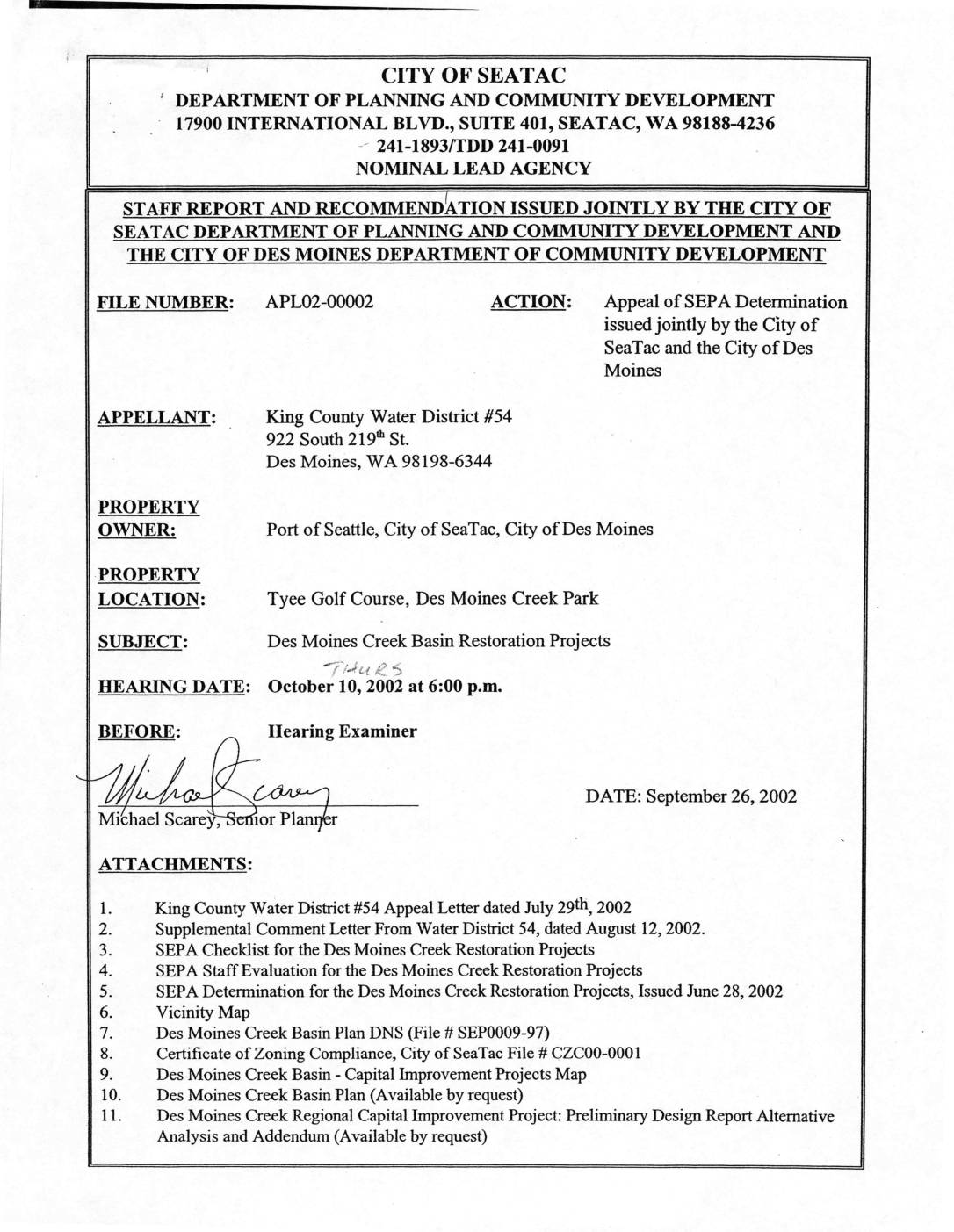 Apl02 00002 staff report SEPA appeal des moines creek basin restoration 2002 09 26 pdf