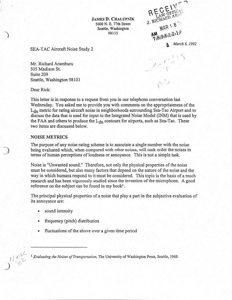 Chalupnik to aramburu 1992 03 06 seatac noise study 2 ldn inm pdf