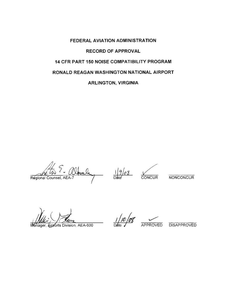 DCA part 150 noise compatibility update FAA record of approval 2008 pdf