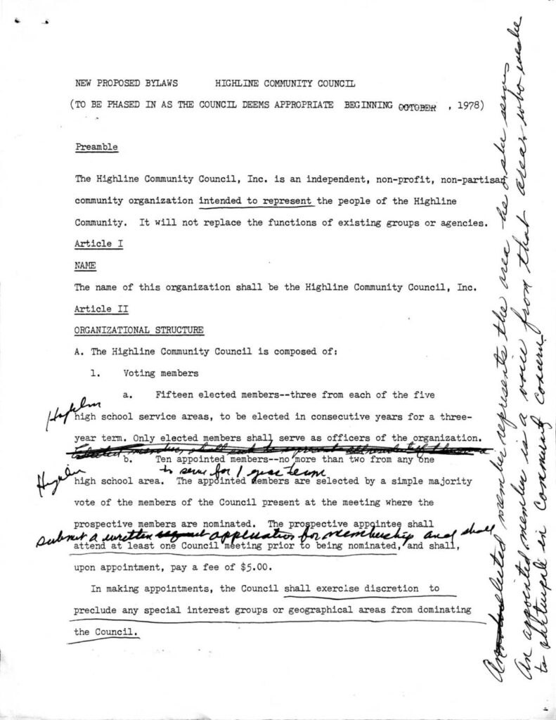 Highline community council proposed bylaws 1978 10 pdf