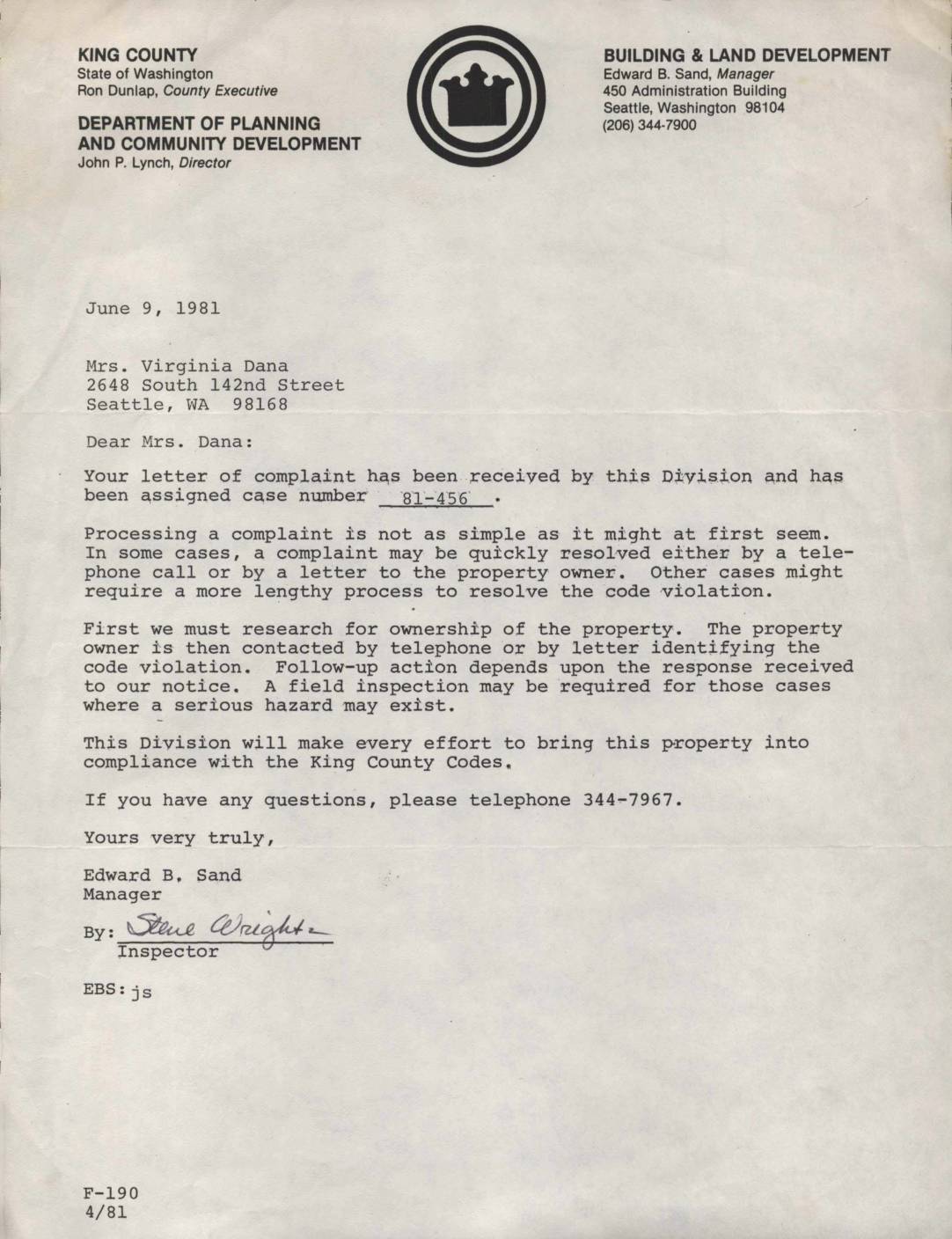 King county bld 1981 06 09 complaint case 81 456 virginia dana pdf