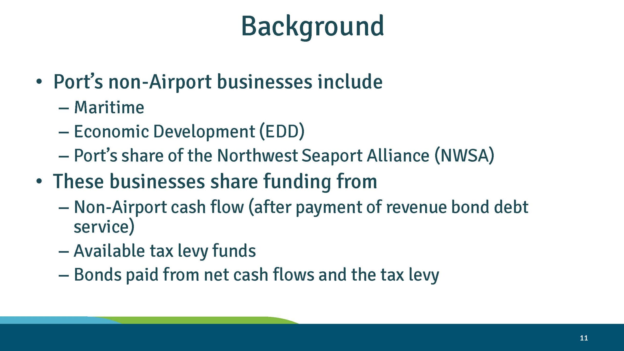 Port of Seattle slide: non-airport business background, Maritime EDD NWSA