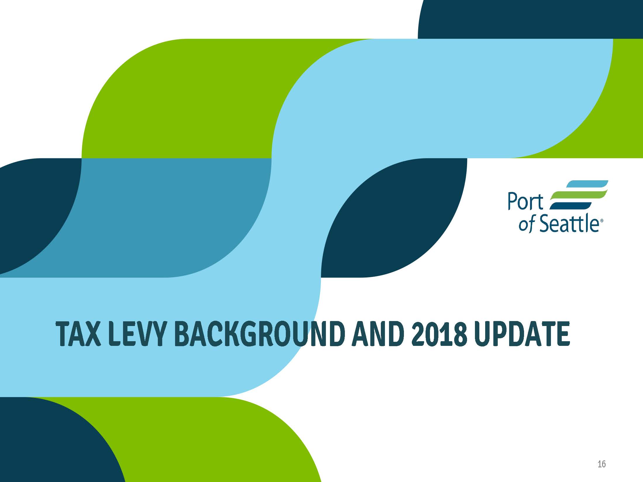 Port of Seattle section divider: Tax Levy Background and 2018 Update