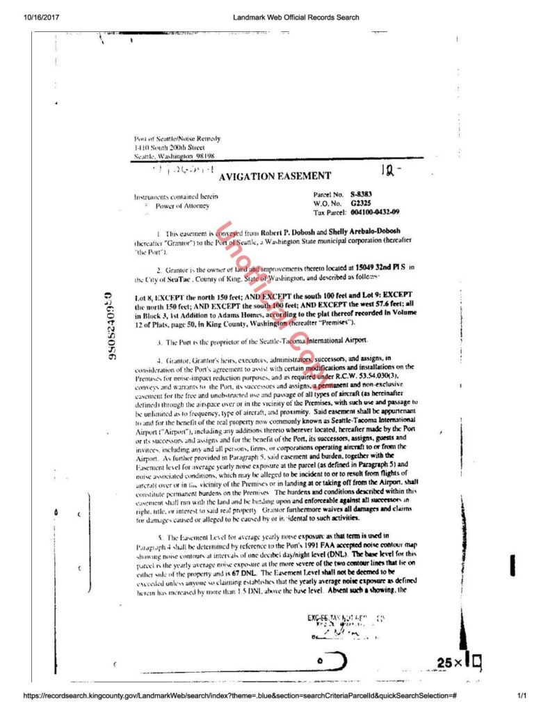 Port of seattle avigation easement dobosh 15049 32nd pl s parcel s 8383 pdf