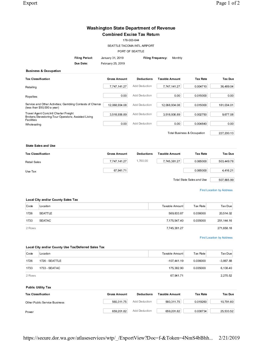 Port of seattle stia combined excise tax return 2019 01 pdf