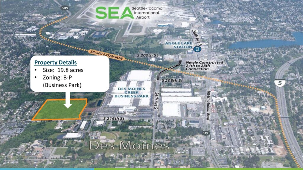 SR-509 Stage 2 Des Moines Creek West Ground Lease aerial map, July 2022