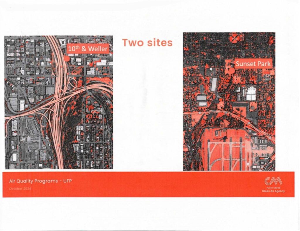 Map of two PSCAA UFP monitoring sites near Sea-Tac Airport