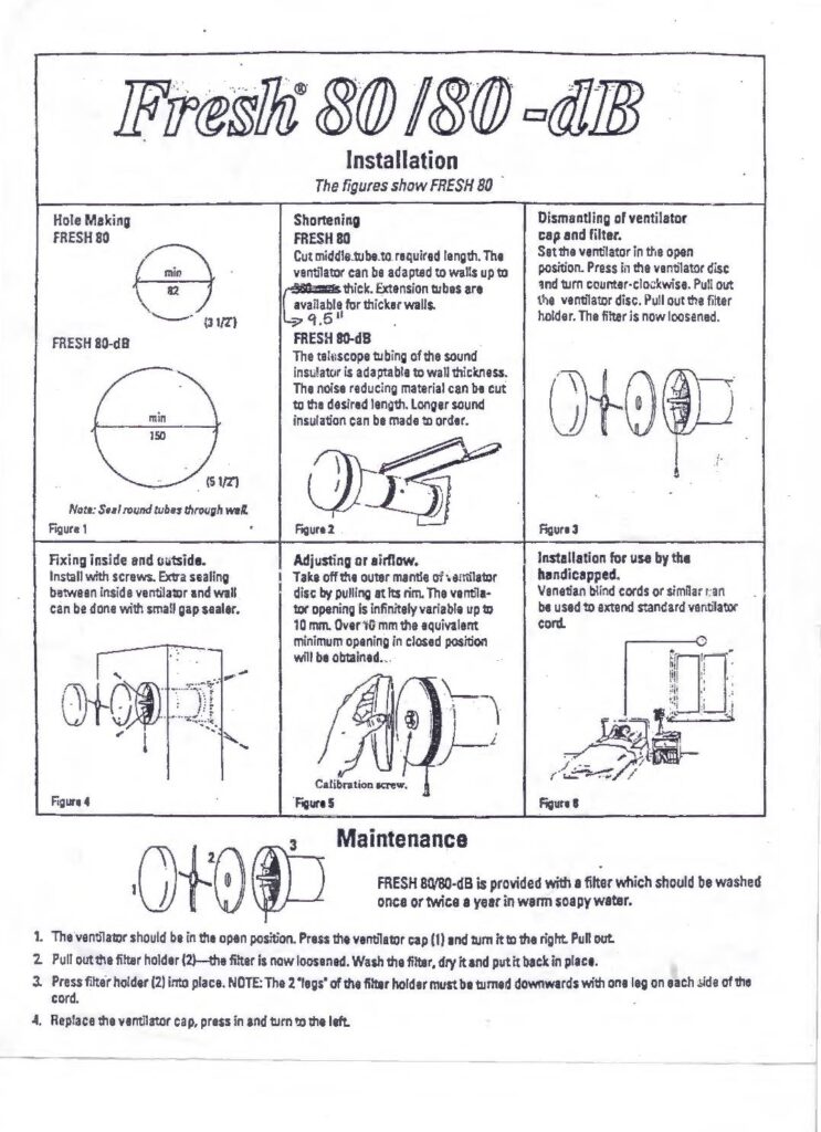Therma stor fresh 80 ventilator installation maintenance manual pdf